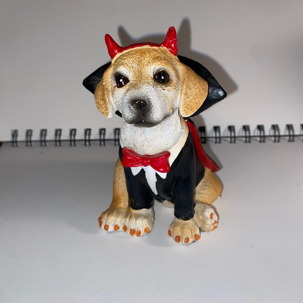 Devil Dog Figurine with Red and Black Accents